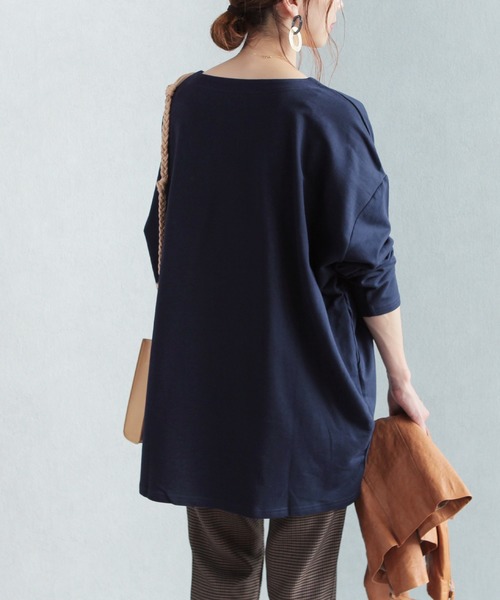 reca(レカ)の「コクーン ビッグシルエット ポケット付きカットソー(Tシャツ/カットソー・レディース・ブラック/オフホワイト/グレー/ネイビー/ブルー系その他/グレー系その他/スモークピンク/ダークグレー/ベージュ/カーキ/パープル系その他/ピンク/モカ・M)」の9枚目の写真