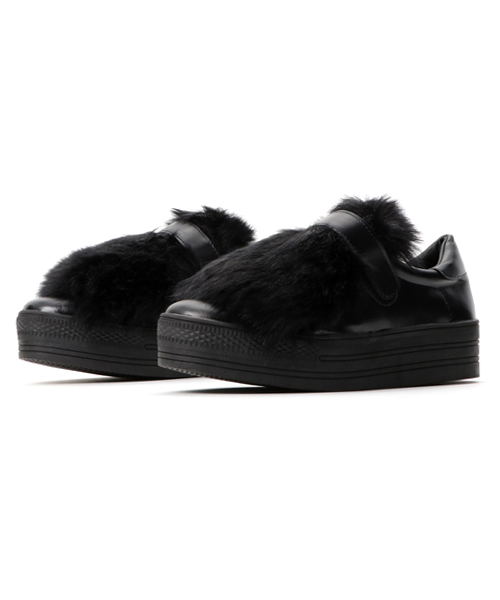 Noubel Voug Relax（ヌーベルヴォーグリラックス）の「Noubel Voug Relax(ヌーベル　ヴォーグ リラックス)/リアルファー風フェイクファーデザインのワンストラップ厚底スニーカー（スニーカー・レディース・ブラック/ホワイト/ベージュ系その他/グレー・S/L/LL/M）」の14枚目の写真