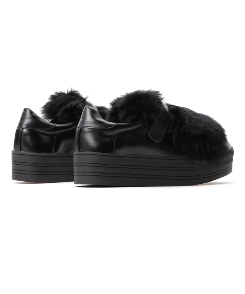 Noubel Voug Relax（ヌーベルヴォーグリラックス）の「Noubel Voug Relax(ヌーベル　ヴォーグ リラックス)/リアルファー風フェイクファーデザインのワンストラップ厚底スニーカー（スニーカー・レディース・ブラック/ホワイト/ベージュ系その他/グレー・S/L/LL/M）」の7枚目の写真