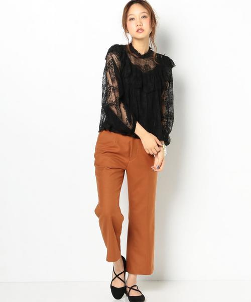 Another Edition(アナザーエディション)の「レースフリルブラウス/AEMFC C/Ny レースフリル BL◆(シャツ/ブラウス・レディース・ブラック/ホワイト・FREE)」の6枚目の写真