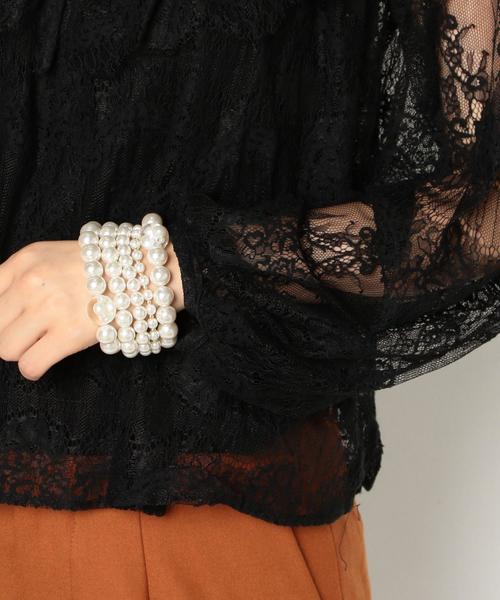 Another Edition(アナザーエディション)の「レースフリルブラウス/AEMFC C/Ny レースフリル BL◆(シャツ/ブラウス・レディース・ブラック/ホワイト・FREE)」の8枚目の写真