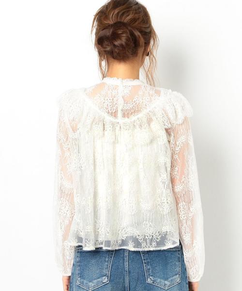 Another Edition(アナザーエディション)の「レースフリルブラウス/AEMFC C/Ny レースフリル BL◆(シャツ/ブラウス・レディース・ブラック/ホワイト・FREE)」の12枚目の写真