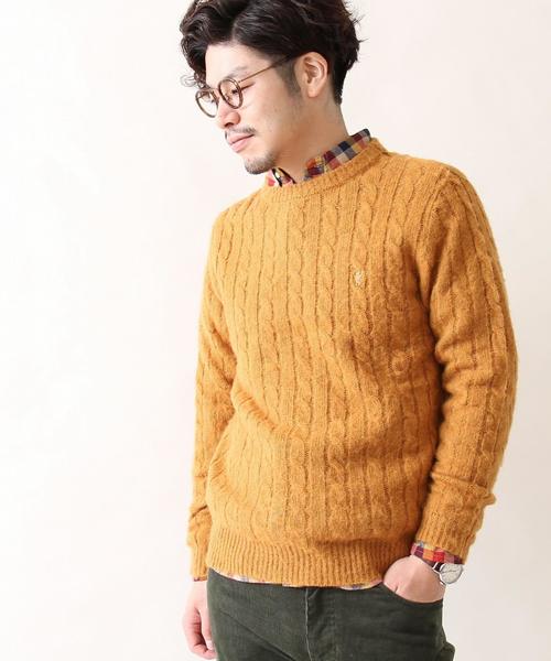 coen(コーエン)の「シャギーケーブルクルーネックニット(ニット/セーター・メンズ・ホワイト/グレー/ネイビー/マスタード・SMALL/MEDIUM/LARGE/X-LARGE)」の4枚目の写真