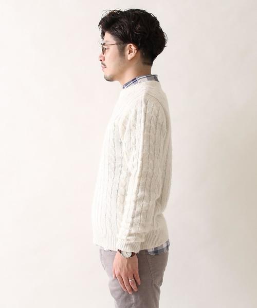 coen(コーエン)の「シャギーケーブルクルーネックニット(ニット/セーター・メンズ・ホワイト/グレー/ネイビー/マスタード・SMALL/MEDIUM/LARGE/X-LARGE)」の5枚目の写真