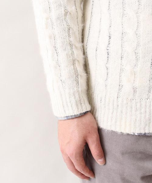 coen(コーエン)の「シャギーケーブルクルーネックニット(ニット/セーター・メンズ・ホワイト/グレー/ネイビー/マスタード・SMALL/MEDIUM/LARGE/X-LARGE)」の9枚目の写真