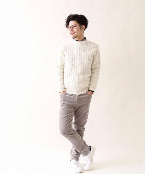 coen(コーエン)の「シャギーケーブルクルーネックニット(ニット/セーター・メンズ・ホワイト/グレー/ネイビー/マスタード・SMALL/MEDIUM/LARGE/X-LARGE)」の6枚目の写真