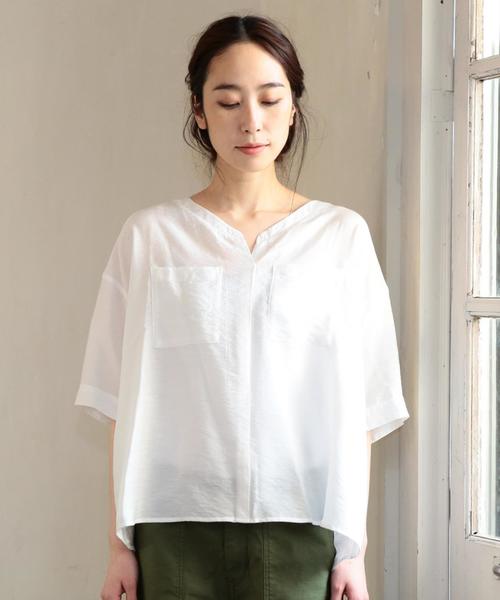 coen（コーエン）の「ヴィンテージサテンブラウス（シャツ/ブラウス・レディース・ホワイト/オリーブ/ピンク・FREE）」の4枚目の写真