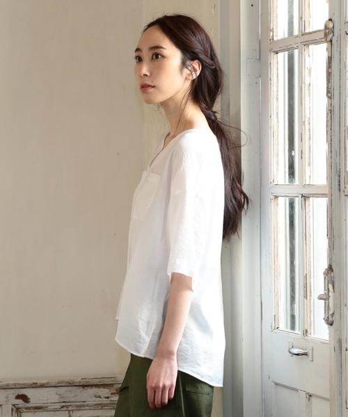 coen（コーエン）の「ヴィンテージサテンブラウス（シャツ/ブラウス・レディース・ホワイト/オリーブ/ピンク・FREE）」の5枚目の写真