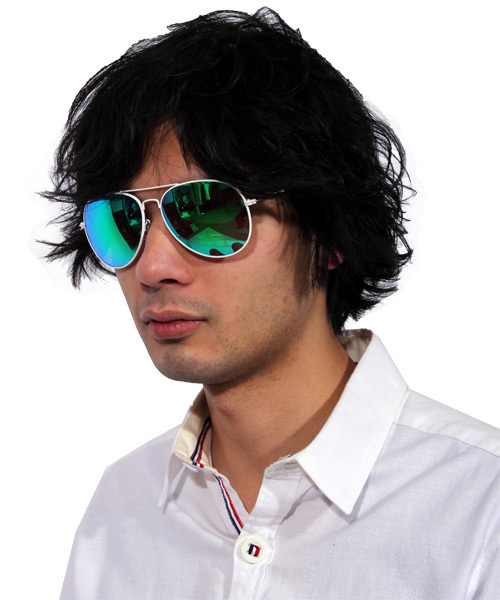 ８(eight)（エイト）の「ティアドロップ サングラス ビッグフレーム UVカット入り（サングラス・メンズ・ブラック系その他/シルバー系その他/ホワイト×グリーン/ホワイト×ブルー/ホワイト×ピンク/ゴールド系その他3/ゴールド系その他2/ホワイト×イエロー/シルバー系その他2/ゴールド×ブラウン/ブラック系その他2/ゴールド系その他/ライトブルー/シルバー系その他3/ライトイエロー・FREE）」の2枚目の写真