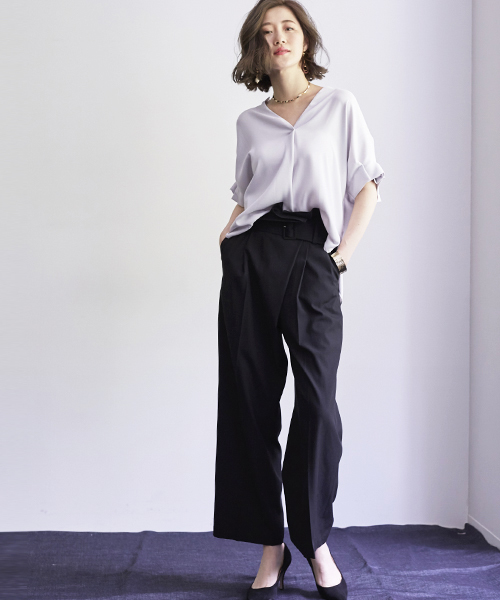 STUDIOUS（ステュディオス）の「STUDIOUS ツイルラップワイドパンツ（その他パンツ・レディース・ネイビー/ライトグレー/バーガンディー・0/1）」の18枚目の写真