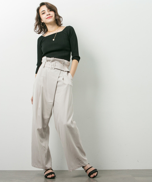 STUDIOUS（ステュディオス）の「STUDIOUS ツイルラップワイドパンツ（その他パンツ・レディース・ネイビー/ライトグレー/バーガンディー・0/1）」の5枚目の写真