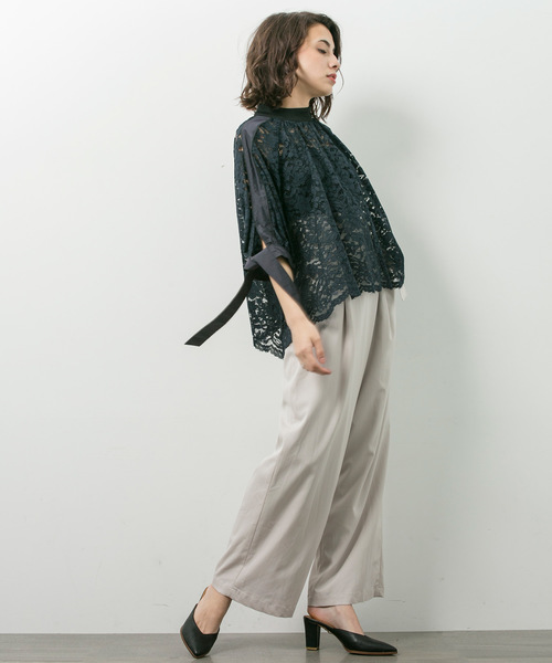 STUDIOUS（ステュディオス）の「STUDIOUS ツイルラップワイドパンツ（その他パンツ・レディース・ネイビー/ライトグレー/バーガンディー・0/1）」の6枚目の写真