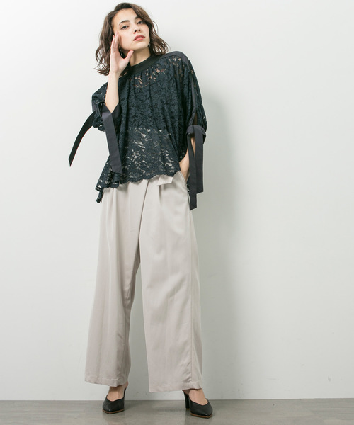 STUDIOUS（ステュディオス）の「STUDIOUS ツイルラップワイドパンツ（その他パンツ・レディース・ネイビー/ライトグレー/バーガンディー・0/1）」の7枚目の写真