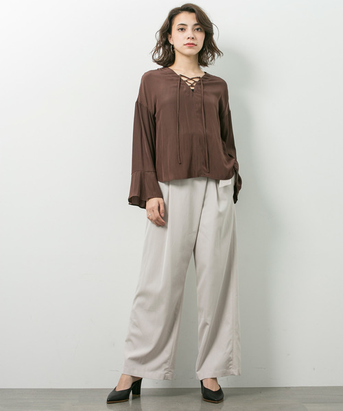 STUDIOUS（ステュディオス）の「STUDIOUS ツイルラップワイドパンツ（その他パンツ・レディース・ネイビー/ライトグレー/バーガンディー・0/1）」の8枚目の写真