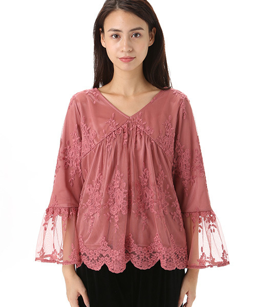 Honeys(ハニーズ)の「レースプルオーバー(Tシャツ/カットソー・レディース・レッド/ピンク/アイボリー/ブラック・L/M)」の19枚目の写真