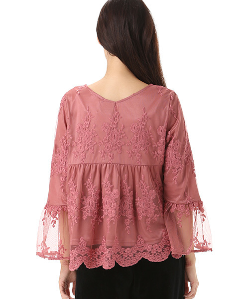 Honeys(ハニーズ)の「レースプルオーバー(Tシャツ/カットソー・レディース・レッド/ピンク/アイボリー/ブラック・L/M)」の16枚目の写真