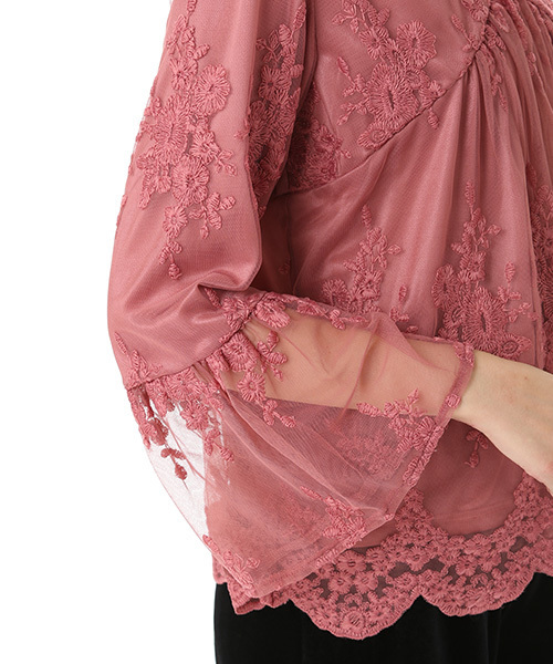 Honeys(ハニーズ)の「レースプルオーバー(Tシャツ/カットソー・レディース・レッド/ピンク/アイボリー/ブラック・L/M)」の14枚目の写真