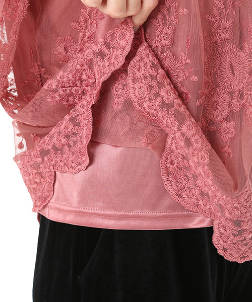 Honeys(ハニーズ)の「レースプルオーバー(Tシャツ/カットソー・レディース・レッド/ピンク/アイボリー/ブラック・L/M)」の12枚目の写真