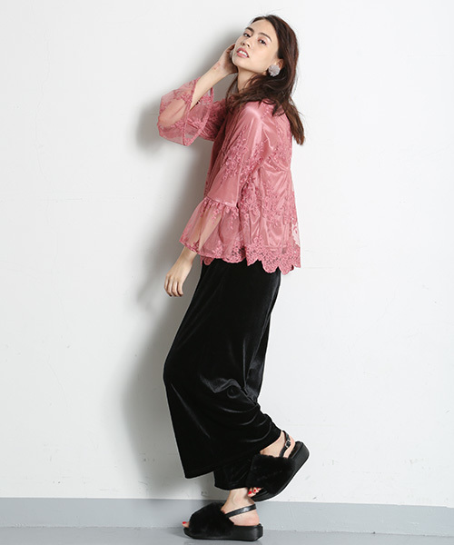 Honeys(ハニーズ)の「レースプルオーバー(Tシャツ/カットソー・レディース・レッド/ピンク/アイボリー/ブラック・L/M)」の7枚目の写真