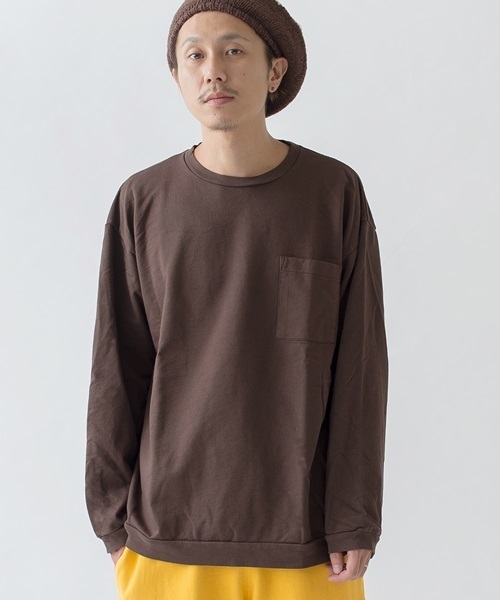 SHIPS BLUESTORE(シップスブルーストア)の「SHIPS BLUE STORE: アメリカ製 リラックスフィット ロングスリーブスウェットTEE(Tシャツ/カットソー・メンズ・オレンジ/イエロー/ブルー/ブラック/ブラウン・SMALL/LARGE/MEDIUM/X-LARGE)」の1枚目の写真