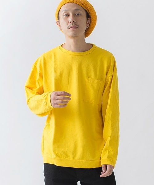 SHIPS BLUESTORE(シップスブルーストア)の「SHIPS BLUE STORE: アメリカ製 リラックスフィット ロングスリーブスウェットTEE(Tシャツ/カットソー・メンズ・オレンジ/イエロー/ブルー/ブラック/ブラウン・SMALL/LARGE/MEDIUM/X-LARGE)」の4枚目の写真