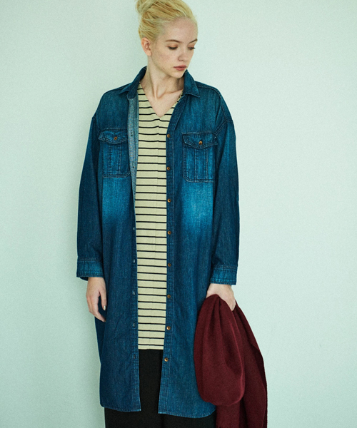 American Holic アメリカンホリック の P ワークデニムシャツワンピース シャツワンピース Wear