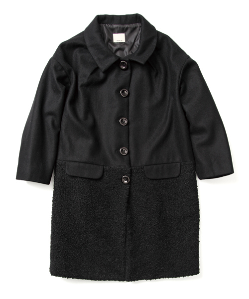 NANO universe(ナノユニバース)の「【etre n】FF/メルトン異素材切替コート(ステンカラーコート・レディース・ブラック/ネイビー・FREE)」の3枚目の写真