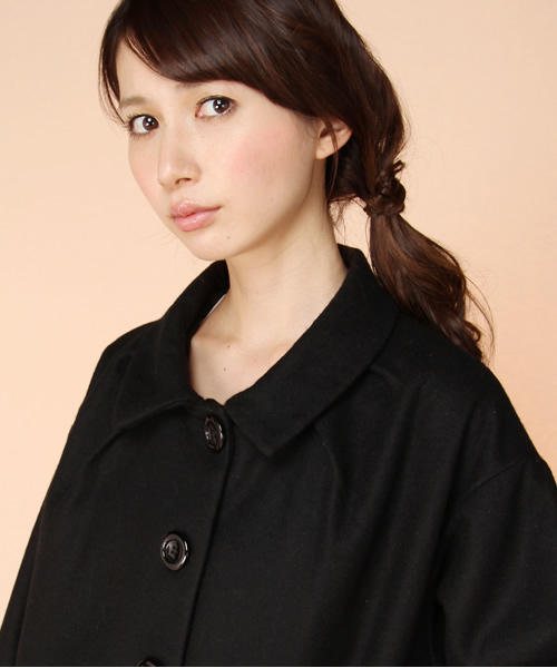 NANO universe(ナノユニバース)の「【etre n】FF/メルトン異素材切替コート(ステンカラーコート・レディース・ブラック/ネイビー・FREE)」の8枚目の写真