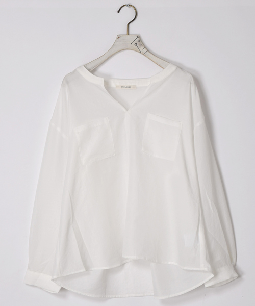 w closet(ダブルクローゼット)の「スキッパーシャツ.(シャツ/ブラウス・レディース・オフホワイト/ピンク/ネイビー・FREE)」の1枚目の写真