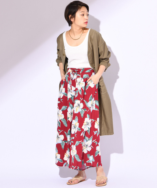 CIAOPANIC（チャオパニック）の「【reyn Spooner/レインスプーナー】レーヨン総柄ワイドパンツ（その他パンツ・レディース・ブラック/ネイビー/ワインレッド・FREE）」の13枚目の写真