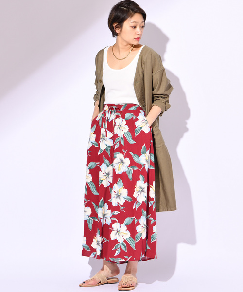 CIAOPANIC（チャオパニック）の「【reyn Spooner/レインスプーナー】レーヨン総柄ワイドパンツ（その他パンツ・レディース・ブラック/ネイビー/ワインレッド・FREE）」の10枚目の写真