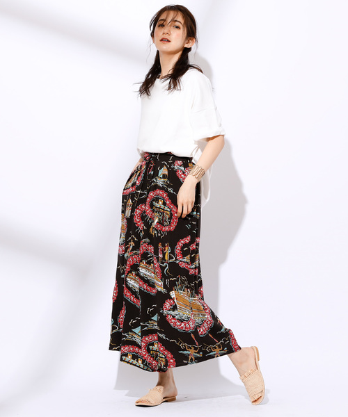 CIAOPANIC（チャオパニック）の「【reyn Spooner/レインスプーナー】レーヨン総柄ワイドパンツ（その他パンツ・レディース・ブラック/ネイビー/ワインレッド・FREE）」の12枚目の写真