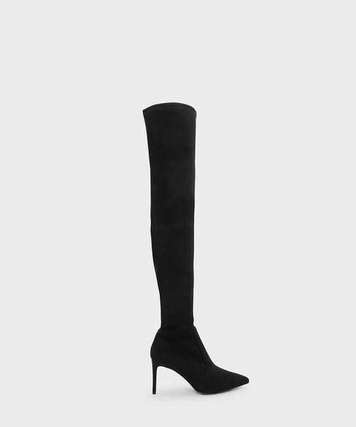 CHARLES & KEITH(チャールズ & キース)の「ポインテッドサイブール / POINTED THIGH BOOTS(ブーツ・レディース・ブラック/バーガンディー・22.5cm/23cm/23.5cm/24.5cm)」の2枚目の写真