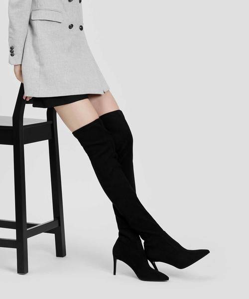 CHARLES & KEITH(チャールズ & キース)の「ポインテッドサイブール / POINTED THIGH BOOTS(ブーツ・レディース・ブラック/バーガンディー・22.5cm/23cm/23.5cm/24.5cm)」の3枚目の写真