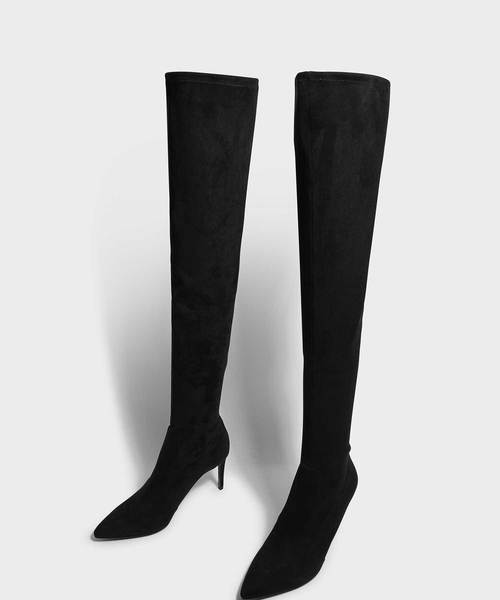 CHARLES & KEITH(チャールズ & キース)の「ポインテッドサイブール / POINTED THIGH BOOTS(ブーツ・レディース・ブラック/バーガンディー・22.5cm/23cm/23.5cm/24.5cm)」の4枚目の写真