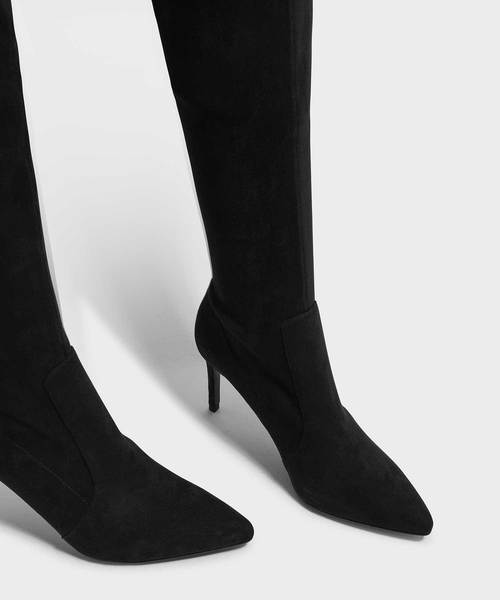 CHARLES & KEITH(チャールズ & キース)の「ポインテッドサイブール / POINTED THIGH BOOTS(ブーツ・レディース・ブラック/バーガンディー・22.5cm/23cm/23.5cm/24.5cm)」の6枚目の写真