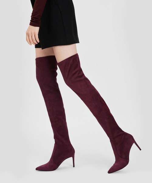 CHARLES & KEITH(チャールズ & キース)の「ポインテッドサイブール / POINTED THIGH BOOTS(ブーツ・レディース・ブラック/バーガンディー・22.5cm/23cm/23.5cm/24.5cm)」の9枚目の写真