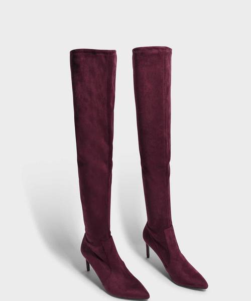 CHARLES & KEITH(チャールズ & キース)の「ポインテッドサイブール / POINTED THIGH BOOTS(ブーツ・レディース・ブラック/バーガンディー・22.5cm/23cm/23.5cm/24.5cm)」の10枚目の写真