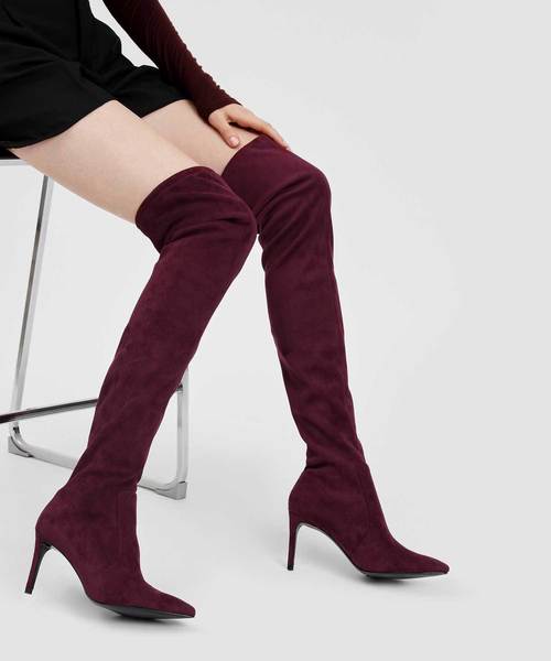 CHARLES & KEITH(チャールズ & キース)の「ポインテッドサイブール / POINTED THIGH BOOTS(ブーツ・レディース・ブラック/バーガンディー・22.5cm/23cm/23.5cm/24.5cm)」の14枚目の写真
