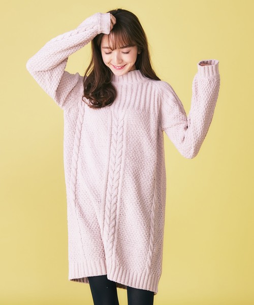 MIIA（ミーア）の「ケーブルモールニットワンピース（ワンピース