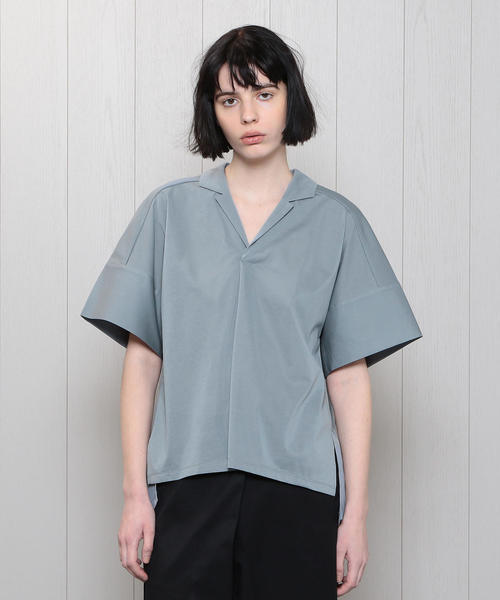 トップス 08sircus S19AM-KN07 08 sircus◇Cotton broad asymmetric shirt/S/コットン/KHK/無地