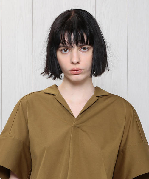 トップス 08sircus S19AM-KN07 08 sircus◇Cotton broad asymmetric shirt/S/コットン/KHK/無地