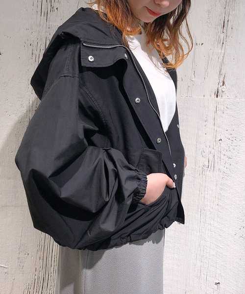 one after another NICE CLAUP（ワンアフターアナザーナイスクラップ）の「ボリューム袖マウンテンパーカー（マウンテンパーカー・レディース・アイボリー/ブラック/ベージュ/ピンク系その他・FREE）」の7枚目の写真