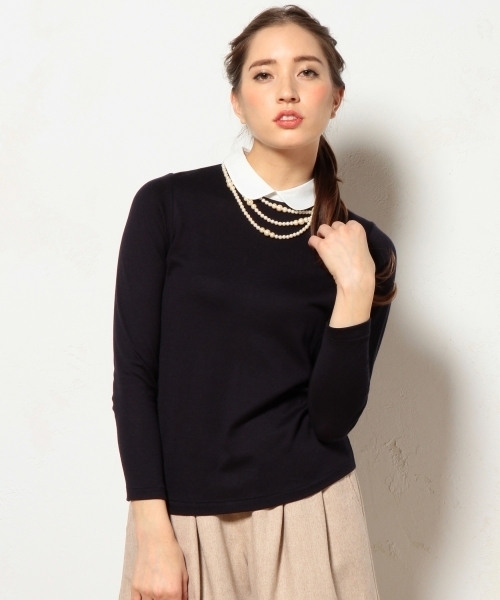 green label relaxing（グリーンレーベルリラクシング）の「GT エリツキ L/SL PO Ⅱカットソー（Tシャツ/カットソー・レディース・ブラック/グレー/ブラウン/ネイビー・フリー）」の4枚目の写真