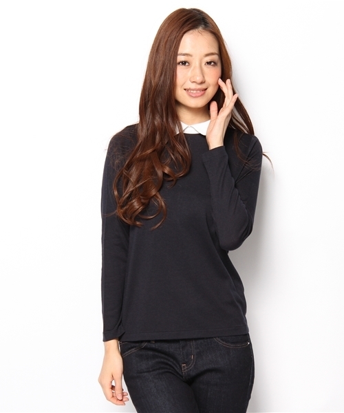 green label relaxing（グリーンレーベルリラクシング）の「GT エリツキ L/SL PO Ⅱカットソー（Tシャツ/カットソー・レディース・ブラック/グレー/ブラウン/ネイビー・フリー）」の12枚目の写真