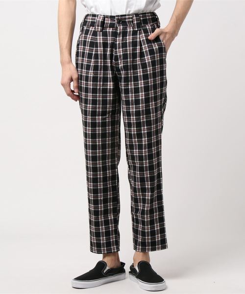 VIBGYOR(ヴィブジョー)の「VIBGYOR Select/ チェックワイドテーパードパンツ(その他パンツ・メンズ・ブラック/ネイビー・MEDIUM/X-LARGE/LARGE)」の1枚目の写真