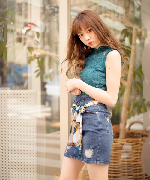 リルリリー　バックリボンデニムスカート リルリリー バックリボンデニムスカート