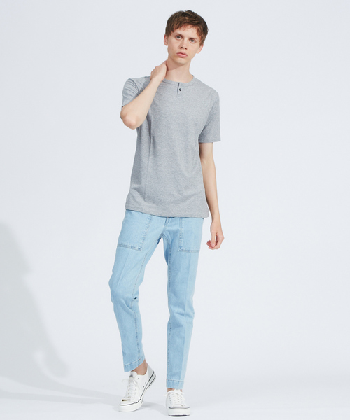 ABAHOUSE（アバハウス）の「【Recency of Mine】FLEX JERSEY ヘンリーネックTシャツ（Tシャツ/カットソー・メンズ・ネイビー/ホワイト/サックスブルー/グレー/スミクロ/カーキ・46/48/44）」の11枚目の写真