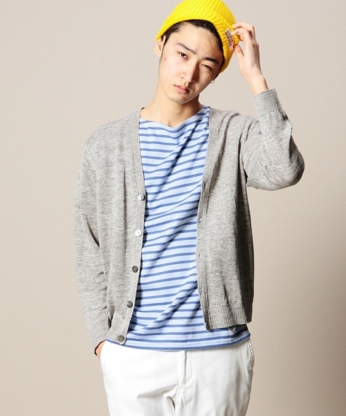 BEAUTY&YOUTH UNITED ARROWS(ビューティーアンドユースユナイテッドアローズ)の「BY リネン Vカーディガン(LN) ◆(カーディガン/ボレロ・メンズ・グレー/ケリー/ネイビー/ロイヤルブルー/ブラック・SMALL/MEDIUM/LARGE/X-LARGE)」の2枚目の写真