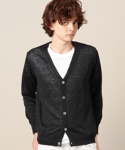 BEAUTY&YOUTH UNITED ARROWS(ビューティーアンドユースユナイテッドアローズ)の「BY リネン Vカーディガン(LN) ◆(カーディガン/ボレロ・メンズ・グレー/ケリー/ネイビー/ロイヤルブルー/ブラック・SMALL/MEDIUM/LARGE/X-LARGE)」の1枚目の写真